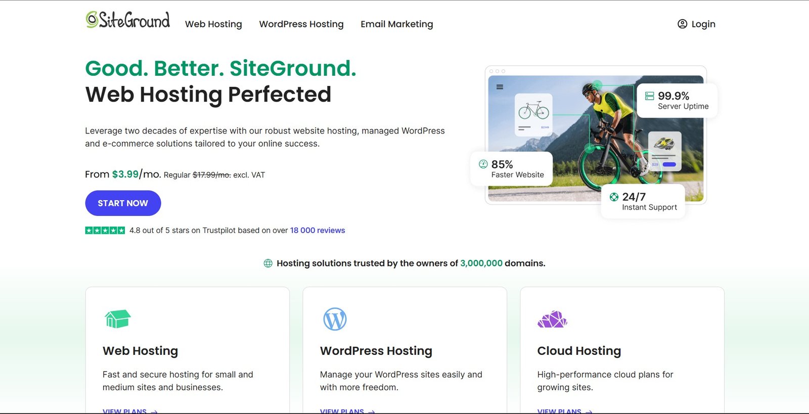 SiteGround is known for its stellar customer service and fast-loading websites. It's a great choice for small businesses and WordPress users.
