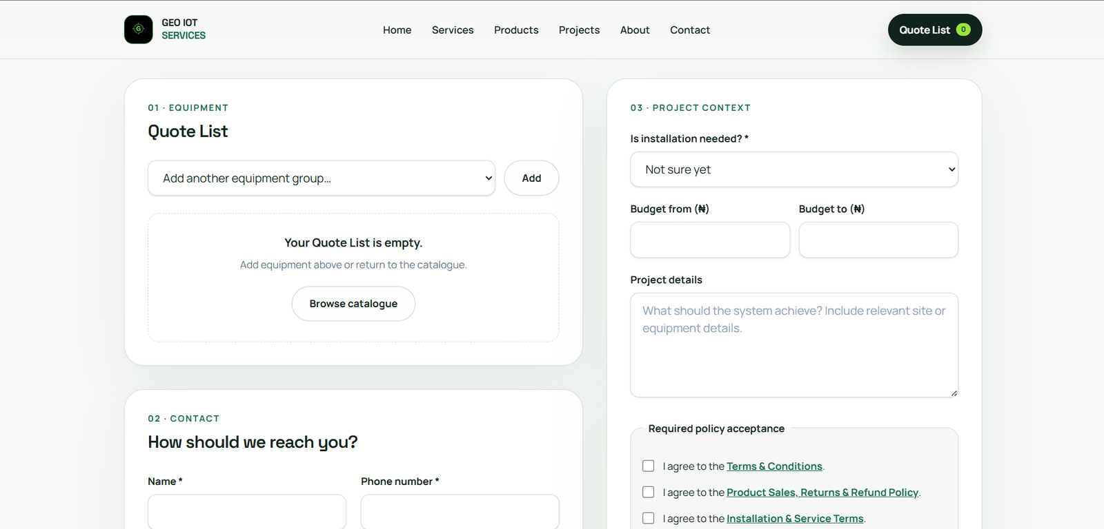 GEO IOT Services — Engineering & Technology Website screenshot