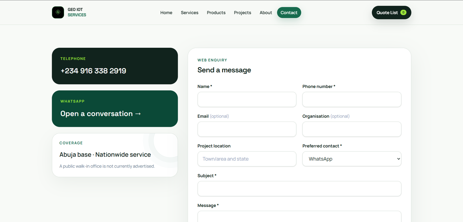 GEO IOT Services — Engineering & Technology Website screenshot